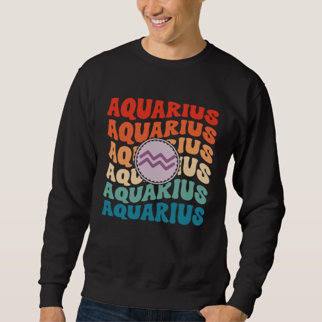 Sudadera Zodiac Aqiarius Horoscope Retro Groovy Aquarius Zo (Anverso)