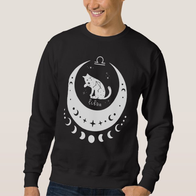 Sudadera Zodiac Libra Horoscope Astrology Sign Cat Crescent (Anverso)