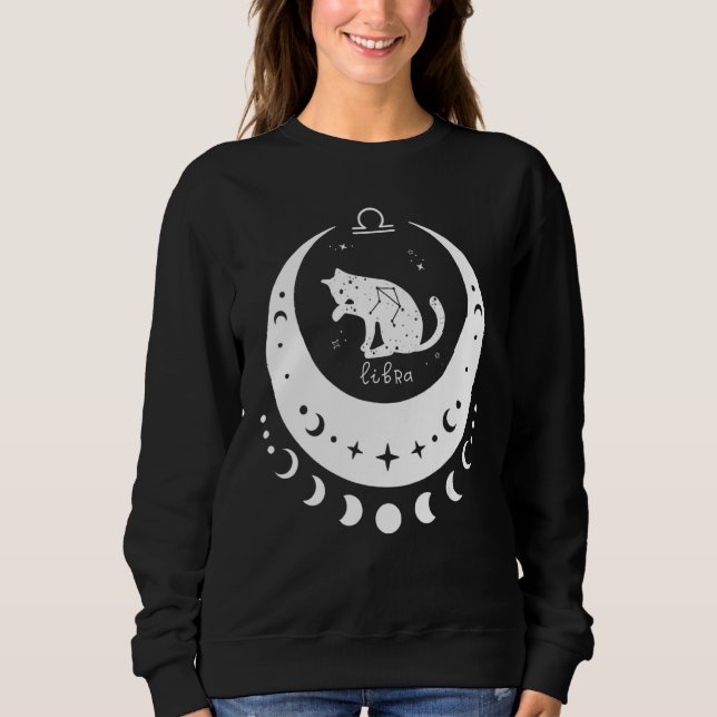 Sudadera Zodiac Libra Horoscope Astrology Sign Cat Crescent (Anverso)