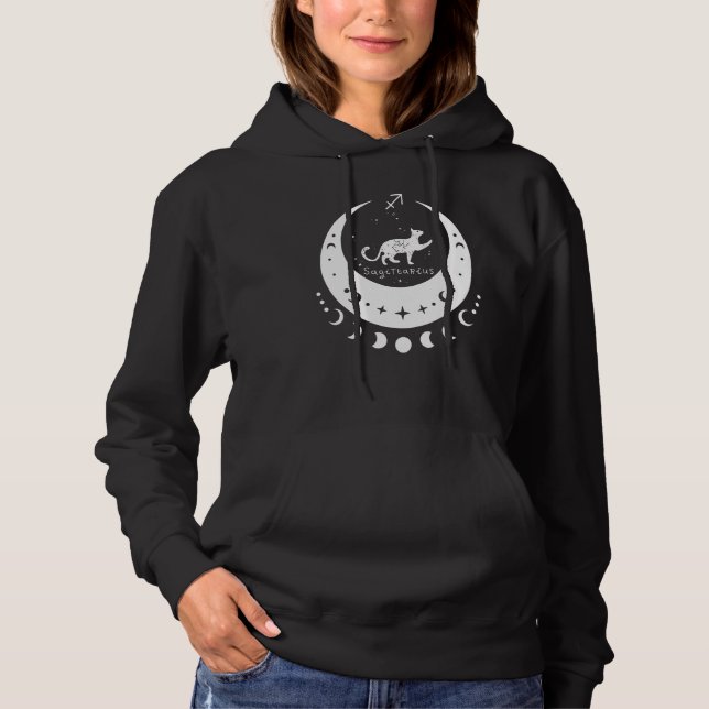 Sudadera Zodiac Sagittarius Horoscope Astrology Cat Crescen (Anverso)