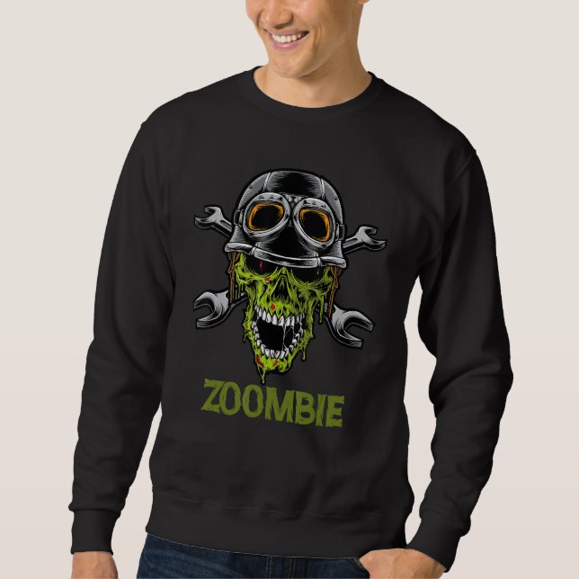 Sudadera Zombi Obrero Motero de la Calavera con Llave de Ho (Anverso)