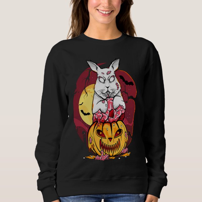Sudadera Zombie Bunny Halloween Conejo Mal Jack O Lantern (Anverso)