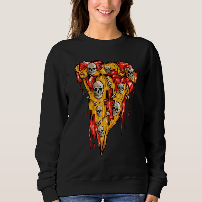 Sudadera Zombie Pizza Slice Skulls Skeleton Pizza Hallowee (Anverso)