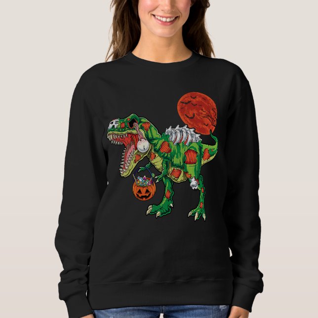 Sudadera Zombie rex dinosaur skeleton Halloween Kids costum (Anverso)
