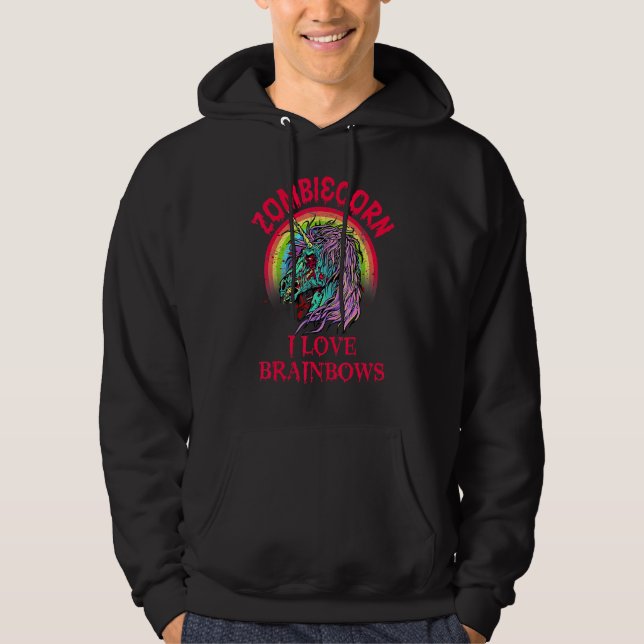 Sudadera Zombie Unicorn I Love Brainbows  Gothic Goth Theme (Anverso)