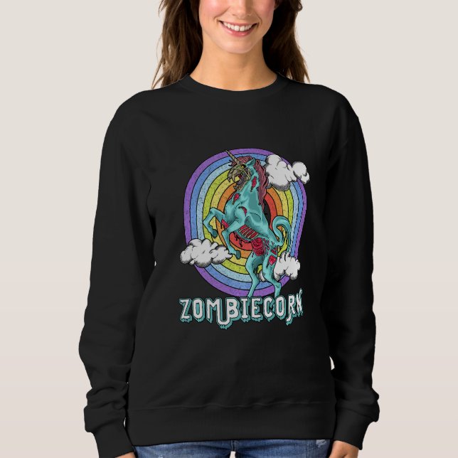 Sudadera Zombiecorn Zombie Unicorn Arcoíris Espeluznante Ha (Anverso)