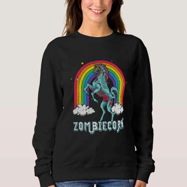 Sudadera Zombiecorn Zombie Unicorn Rainbow Scary Halloween  (Anverso)