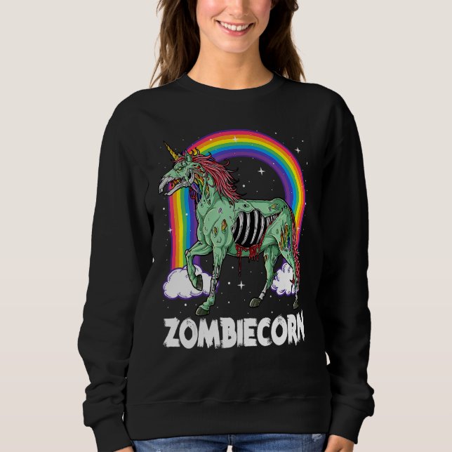 Sudadera Zombiecorn Zombie Unicornio Halloween Mujeres Chic (Anverso)