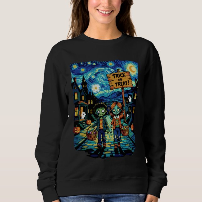 Sudadera Zombies de truco o trato - Halloween de Van Gogh S (Anverso)