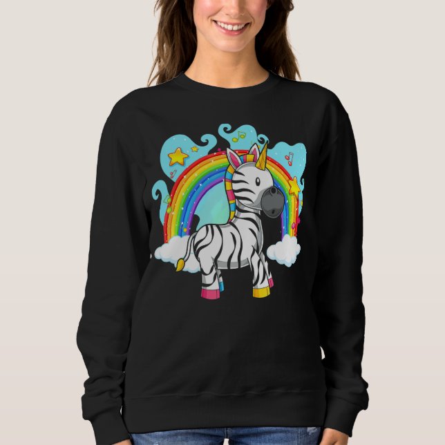 Sudadera Zoo Animal Rainbow Zebracorta Fantasy Unicorn Zebr (Anverso)
