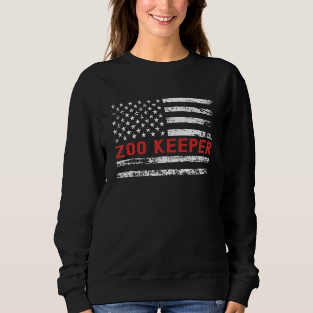 Sudadera Zoo Keeper USA Flag Profession Retro Job Title (Anverso)