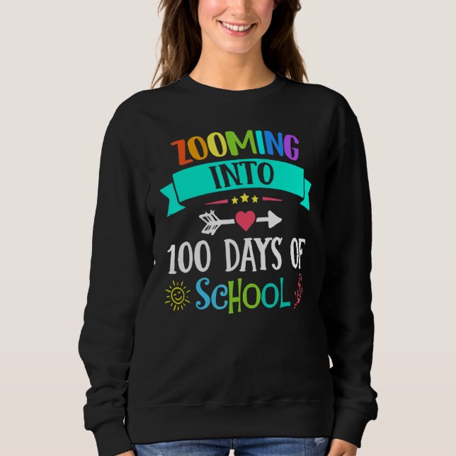 Sudadera Zooming Into 100 Days Of School Teacher Kids   (Anverso)