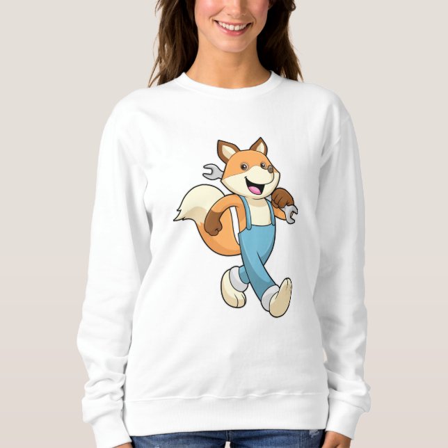Sudadera Zorro como mecánico con llave inglesa (Anverso)