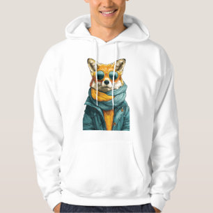 Sudadera Zorro Elegante que Lleva Gafas de Sol y una Bufand