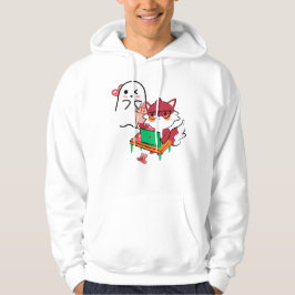 Sudadera Zorro friki trabajando en laptop, fantasma lindo y