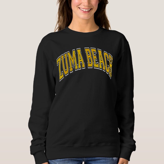 Sudadera Zuma Beach California Ca Varsity Style Amber Texto (Anverso)