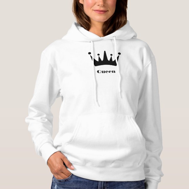Sudaderas con capucha blancas de Corona de texto p (Anverso)