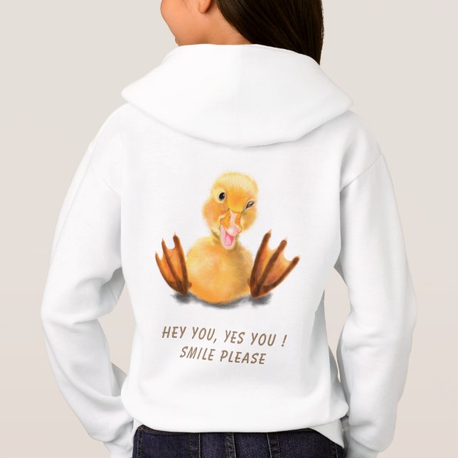 Sudaderas con capucha de Pato Amarillo Texto Pegad (Reverso)