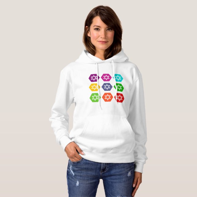 Sudaderas con capucha - Estrellas judías - Ropa de (Anverso completo)