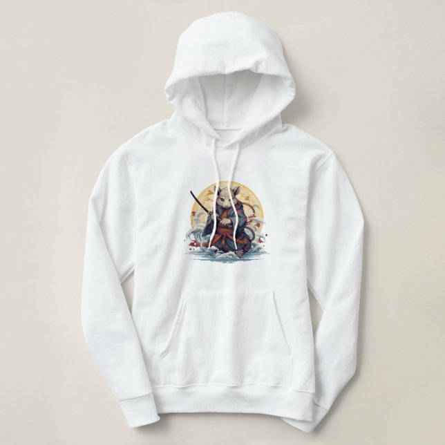 Sudaderas con capucha para mujeres Samurai Rat (Diseño del anverso)