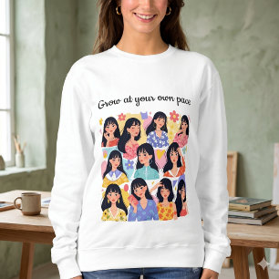 Sudaderas con retrato de mujer floral Crece a tu p