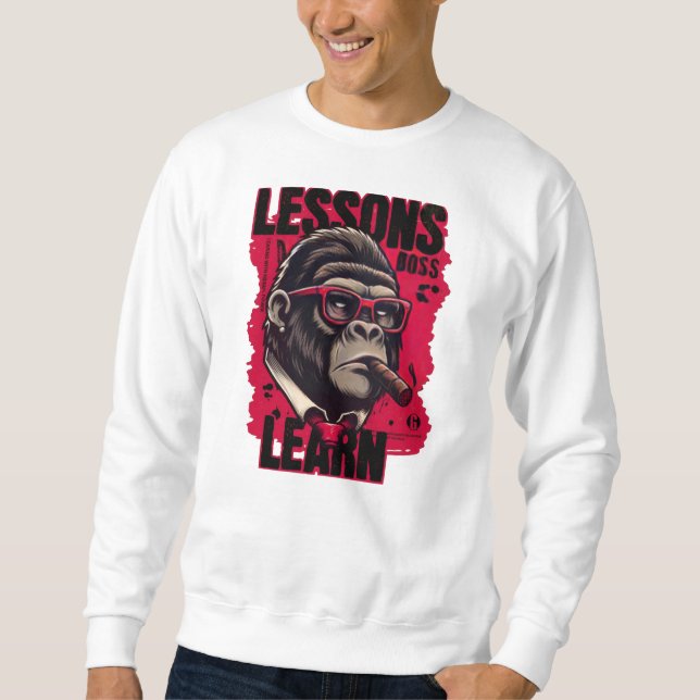 Sudaderas para hombres Gorilla Boss Lessons Learn  (Anverso)