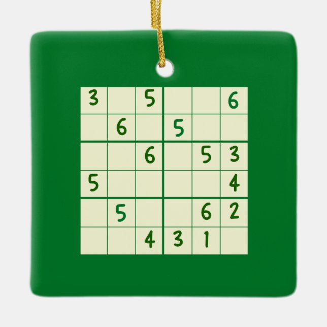 Sudoku Puzzle 6x6 Ornamento cerámico (Anverso)