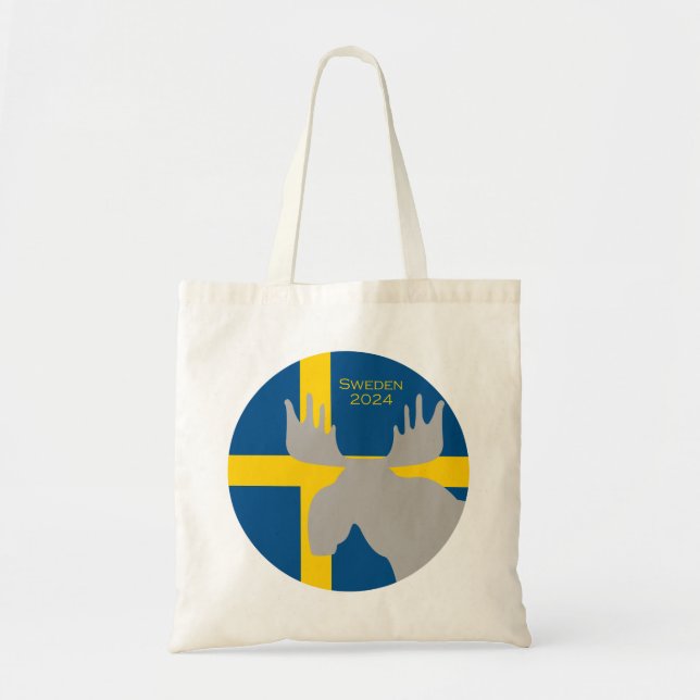 Suecia 2024 con bolsa de tocador de alce y bandera (Frente)