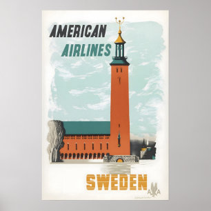 Suecia Imprimir Arte Sueco Cartel de Viaje America
