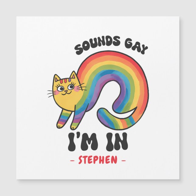 Suena gay, estoy adentro - Gato arcoiris Orgullo L (Anverso)