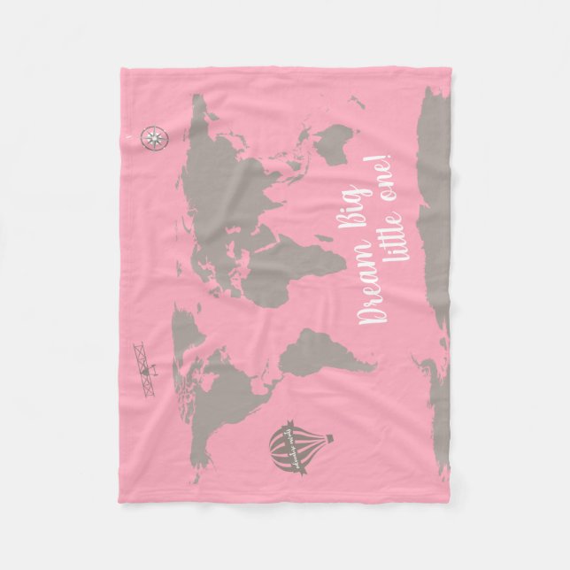 ¡Sueña grande y pequeña! Manta de bebé rosa (Anverso)