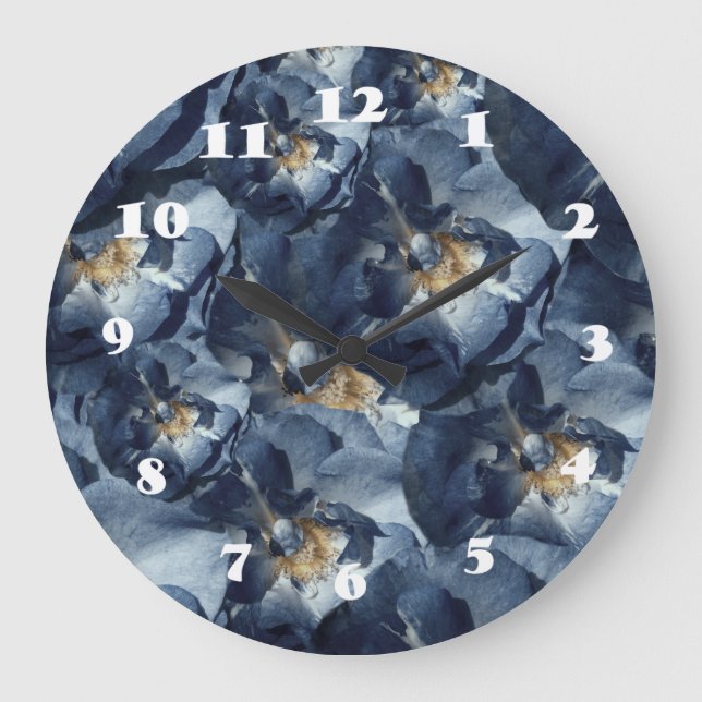 Sueño azul, Rosas Floral Patrón reloj de pared (Anverso)