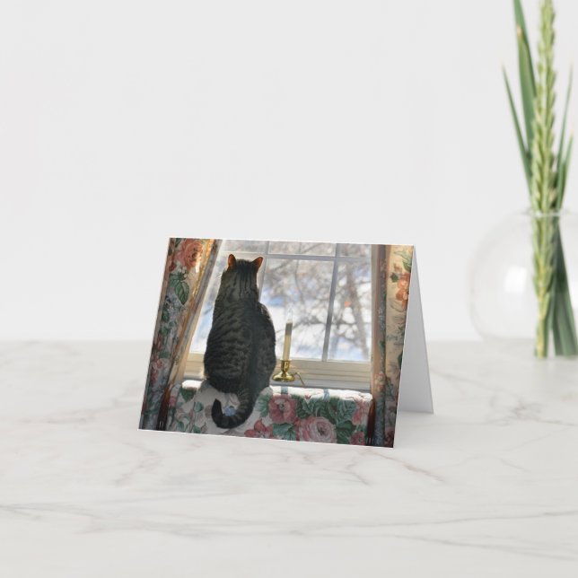 Sueño con navidad blanco - gato en la ventana (Anverso)