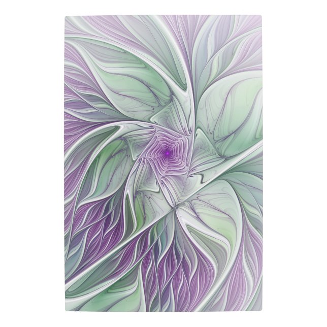 Sueño de flores, abstracto arte fractal verde púrp (Anverso)