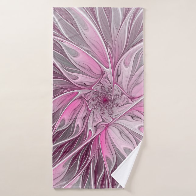 Sueño de flores rosadas fractales, patrón de fanta (Toalla de baño)