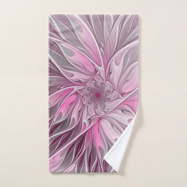 Sueño de flores rosadas fractales, patrón de fanta (Toalla de mano)