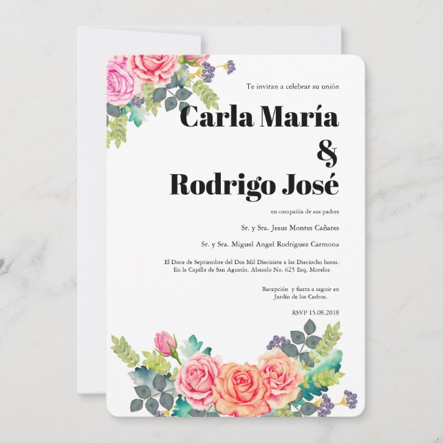 Sueño de la invitación española subió de la boda (Anverso)