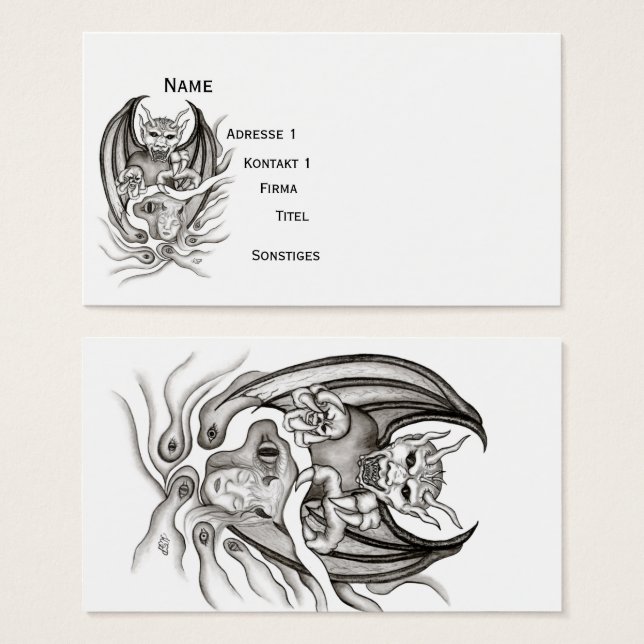 Sueño de medianoche - demonios al estilo tatuaje (Anverso y reverso)