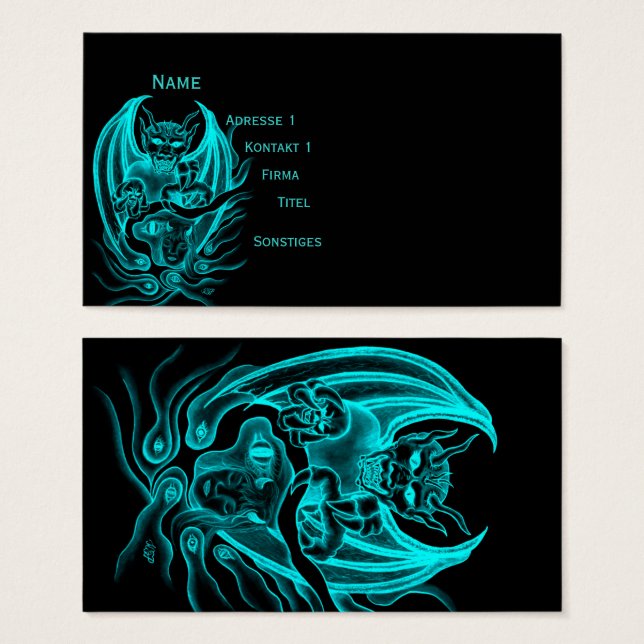 Sueño de medianoche - demonios al estilo tatuaje (Anverso y reverso)