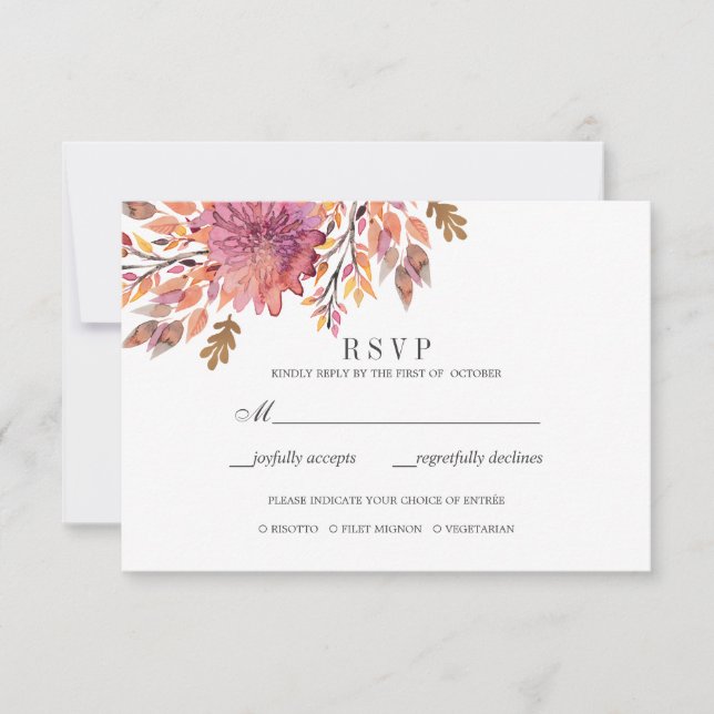 Sueño de otoño | Selección de menú RSVP de bodas (Anverso)