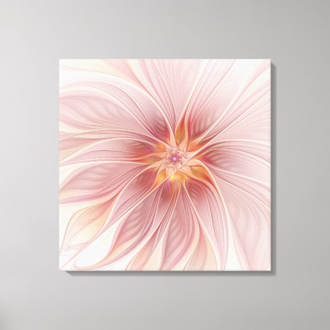 Sueño floral rosa suave Resumen Flor de arte fract (Anverso)