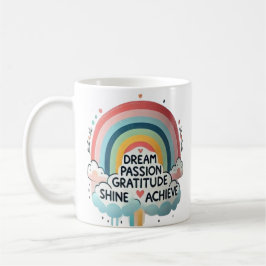 Sueño gran arcoiris y taza de café con temas de nu