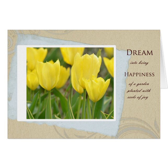 Sueño y felicidad en el jardín de tulipanes amaril (Anverso (Horizontal))