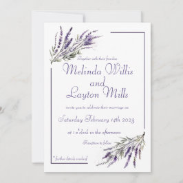 Sueños de lavanda: Invitación a la boda acuarela