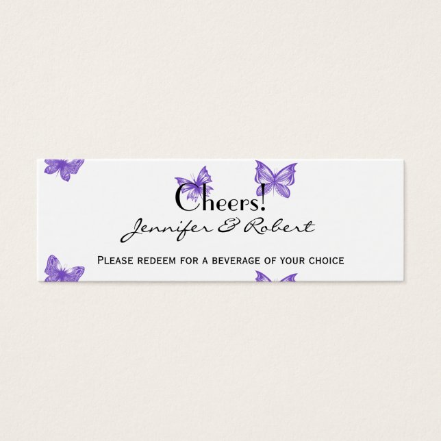 Sueños de mariposa: Entradas violetas de Boda (Frente)