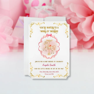 Sueños de Pony Rosa y Oro - Invitación a Baby Show