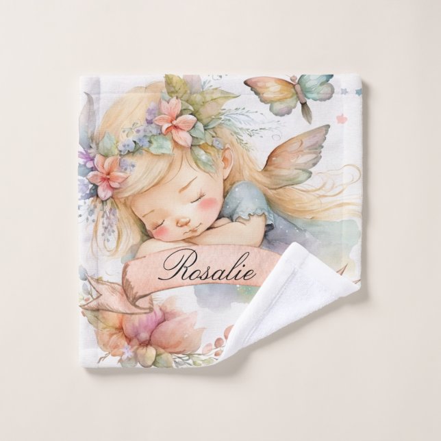 Sueños dulces florales caprichosos niña hada durmi (Toallita)