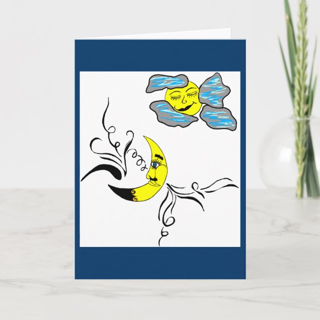 sueños dulces tarjetas de bienvenida de sol y luna (Anverso)