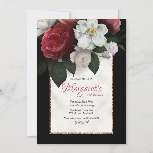 Sueños florales Invitación de cumpleaños (Anverso)