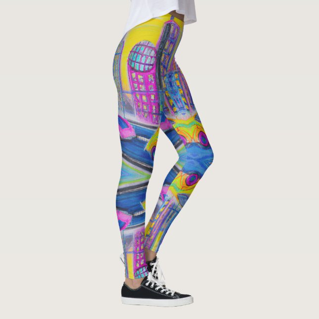 Sueños Futuristas: Leggings de paisajes urbanos ro (Derecha)